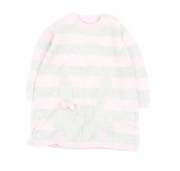 bluezoo Girls Multicoloured Striped Jumper Dress Size 3-6 Months