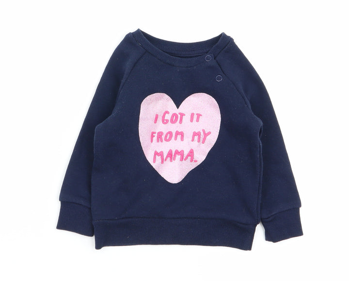 Primark Girls Blue Pullover Jumper Size 6-9 Months