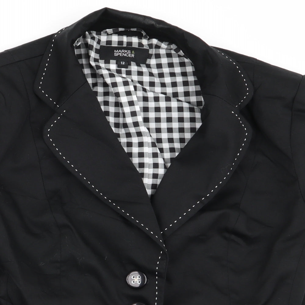 M&S Womens Black   Jacket Blazer Size 12