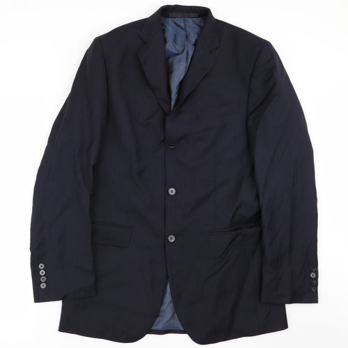M&S Mens Blue Striped Rayon Jacket Blazer Size 38