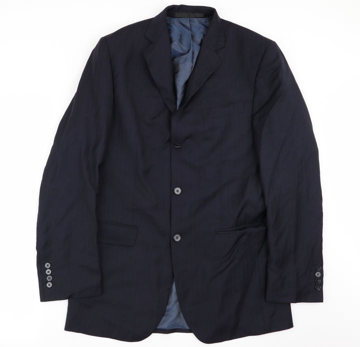 M&S Mens Blue Striped Rayon Jacket Blazer Size 38