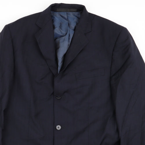 M&S Mens Blue Striped Rayon Jacket Blazer Size 38