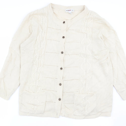 Vilona Womens Beige   Cardigan Jumper Size 18