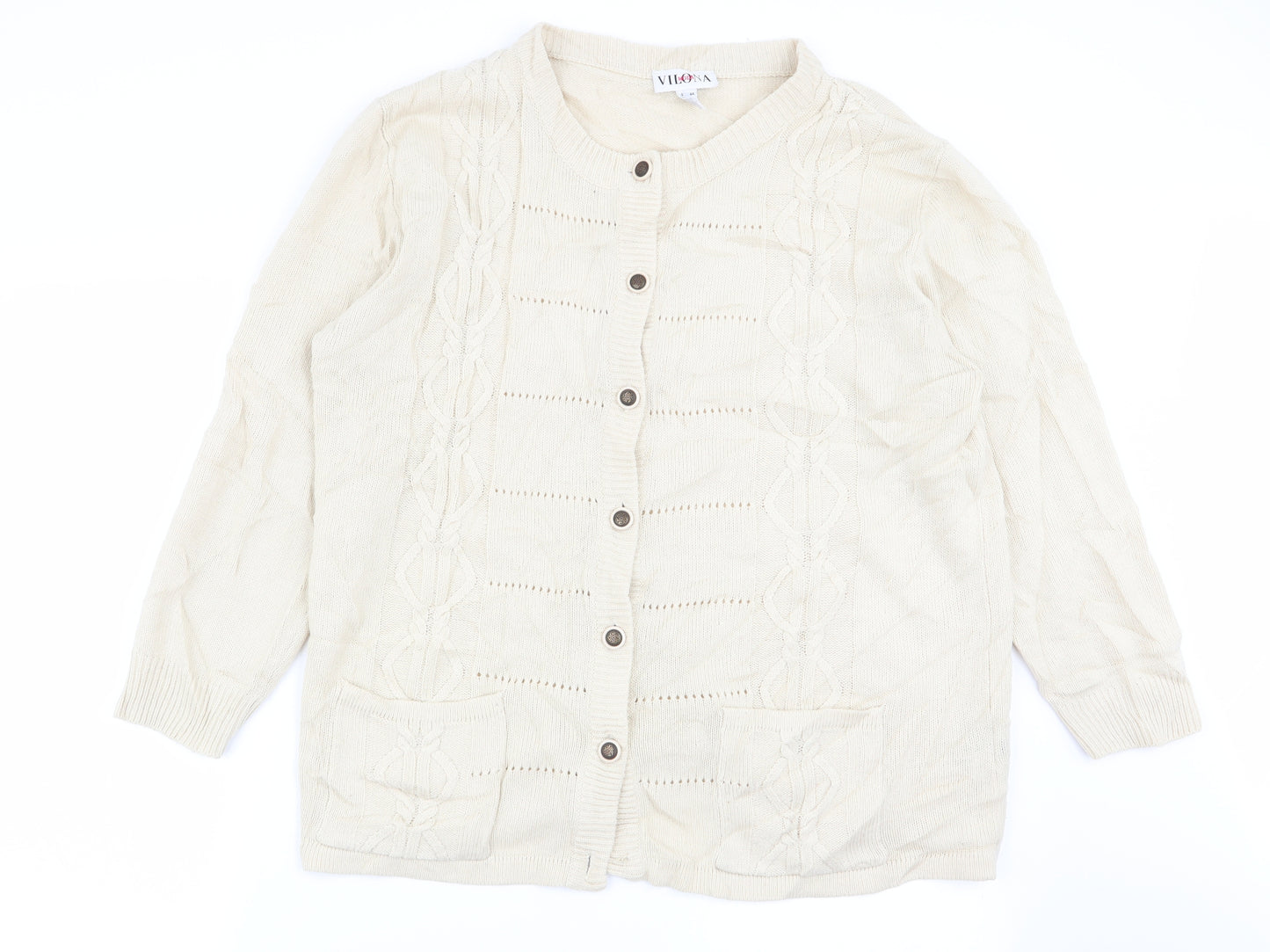 Vilona Womens Beige   Cardigan Jumper Size 18