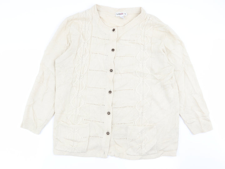 Vilona Womens Beige   Cardigan Jumper Size 18