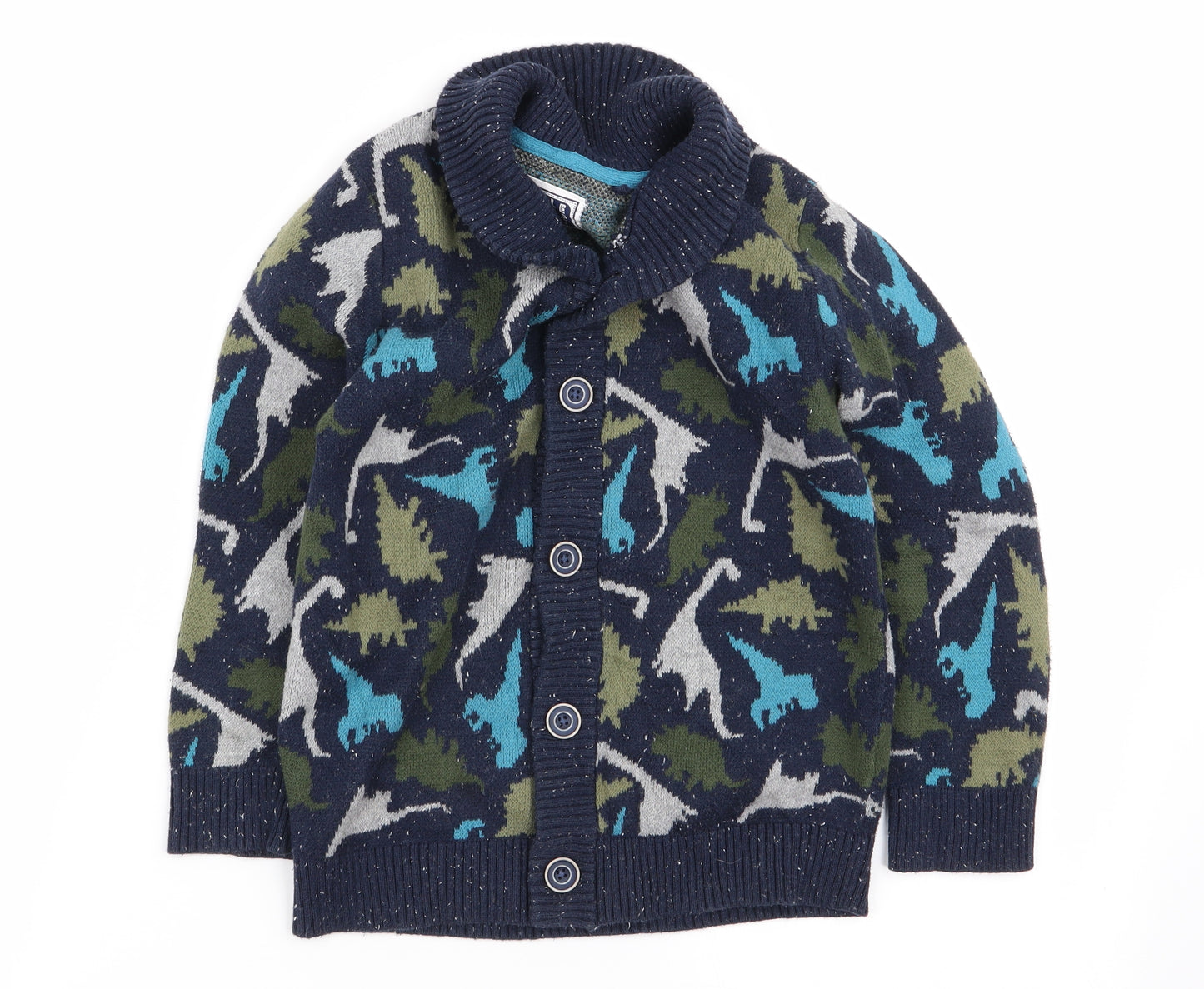 TU Boys Multicoloured Animal Print  Cardigan Jumper Size 5-6 Years