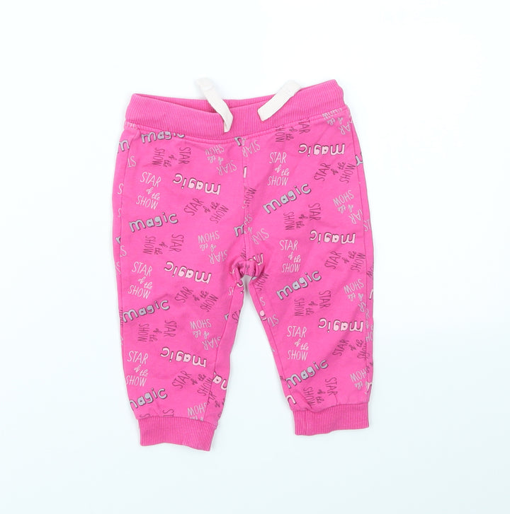 SO CUTE Girls Pink Geometric Capri Trousers Size 9-12 Months