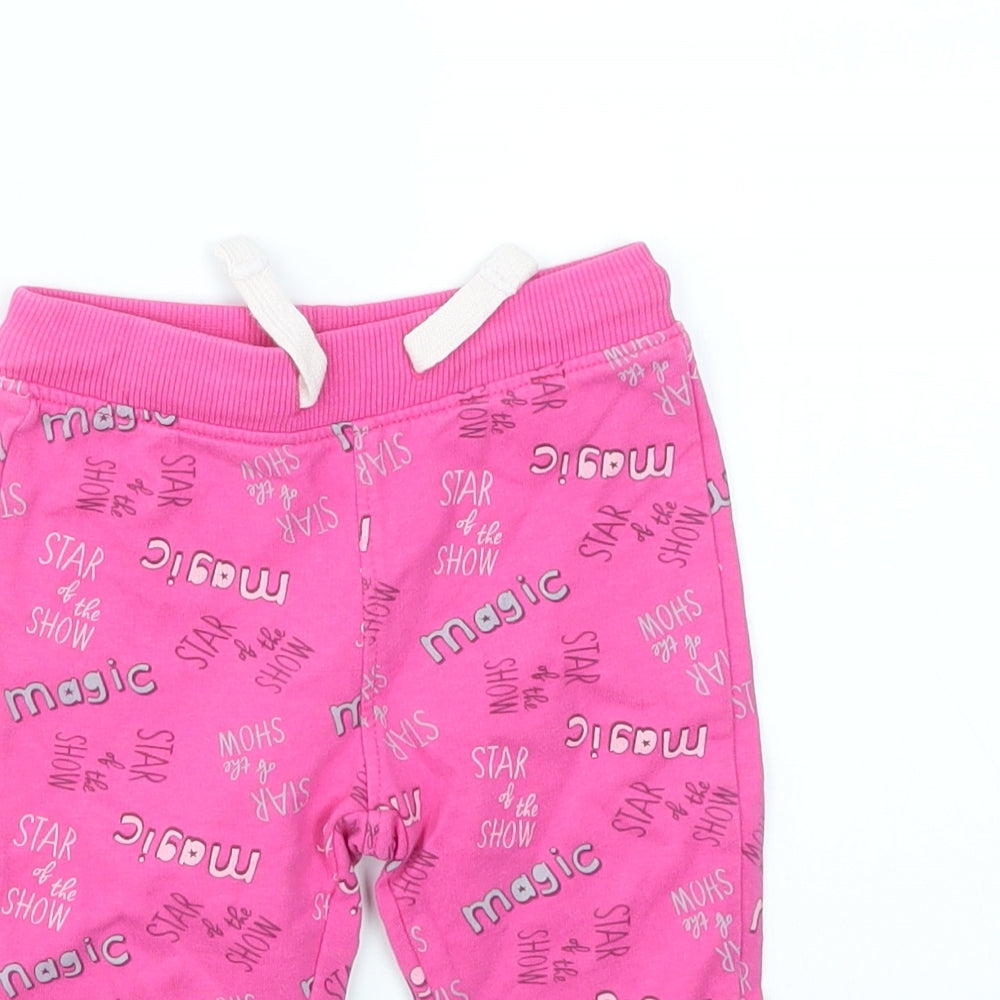 SO CUTE Girls Pink Geometric  Capri Trousers Size 9-12 Months