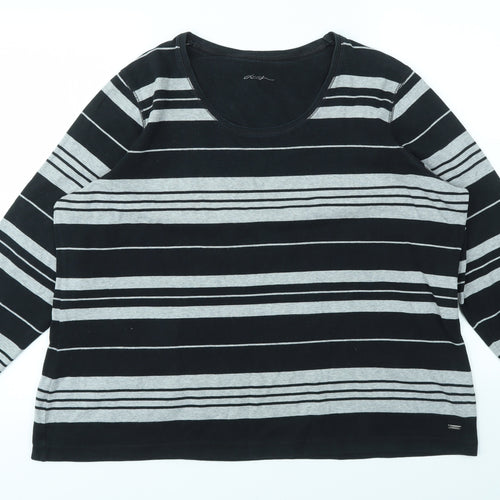 DASH Womens Black Striped  Basic T-Shirt Size 22