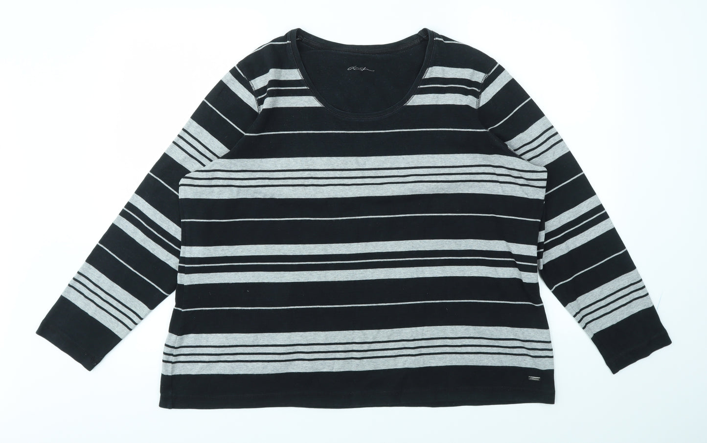 DASH Womens Black Striped  Basic T-Shirt Size 22