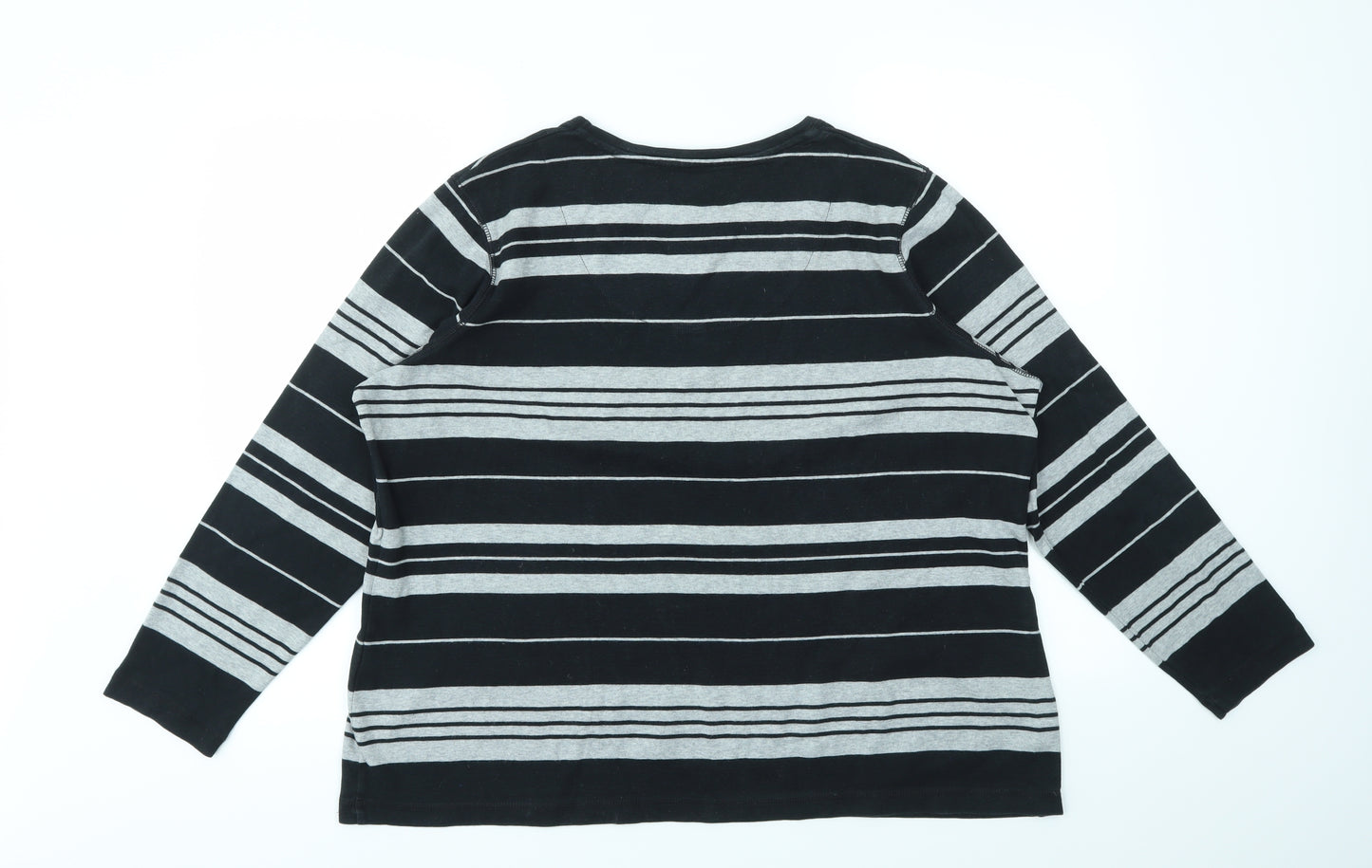 DASH Womens Black Striped  Basic T-Shirt Size 22