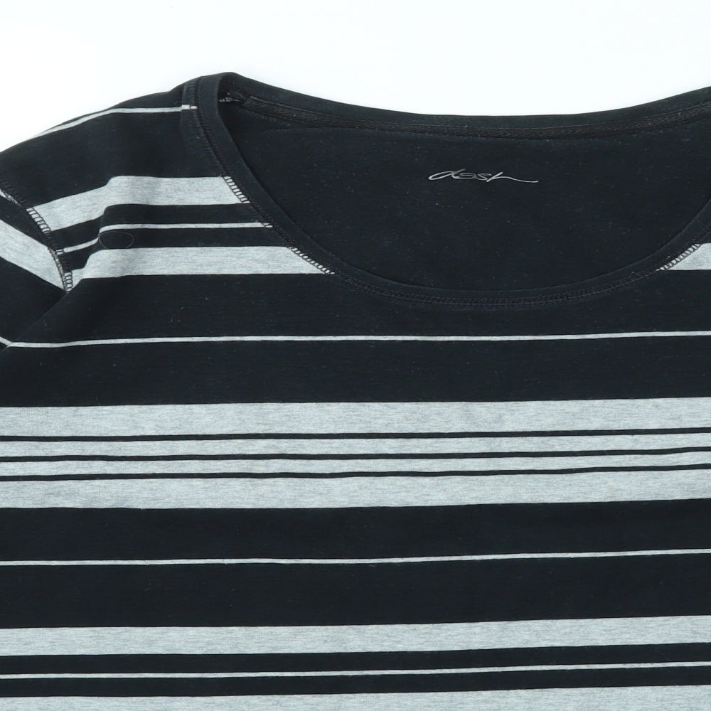 DASH Womens Black Striped  Basic T-Shirt Size 22