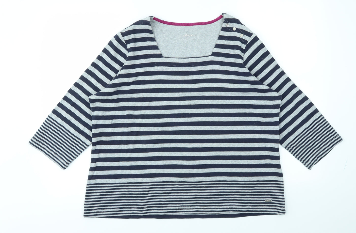 DASH Womens Blue Striped  Basic Polo Size 22