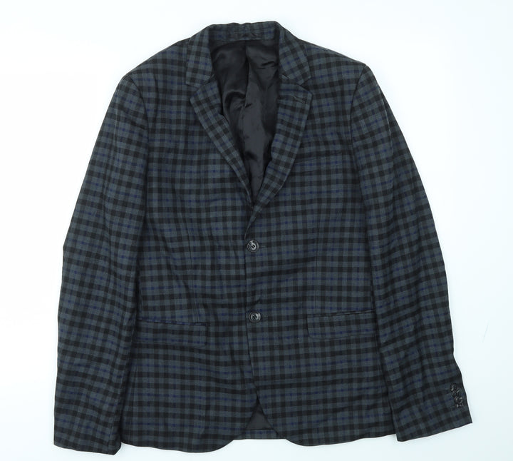 Topman Mens Blue Check  Jacket Blazer Size 40