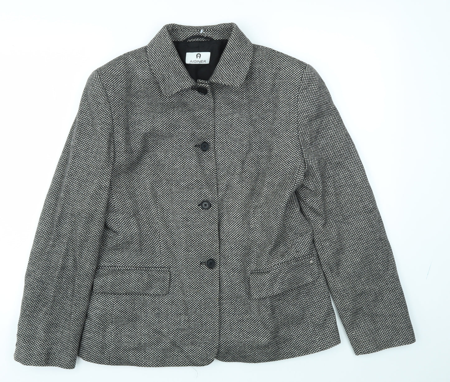 Aigner Womens Grey Check  Jacket Blazer Size 16