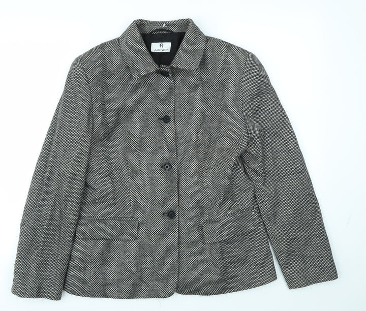 Aigner Womens Grey Check  Jacket Blazer Size 16