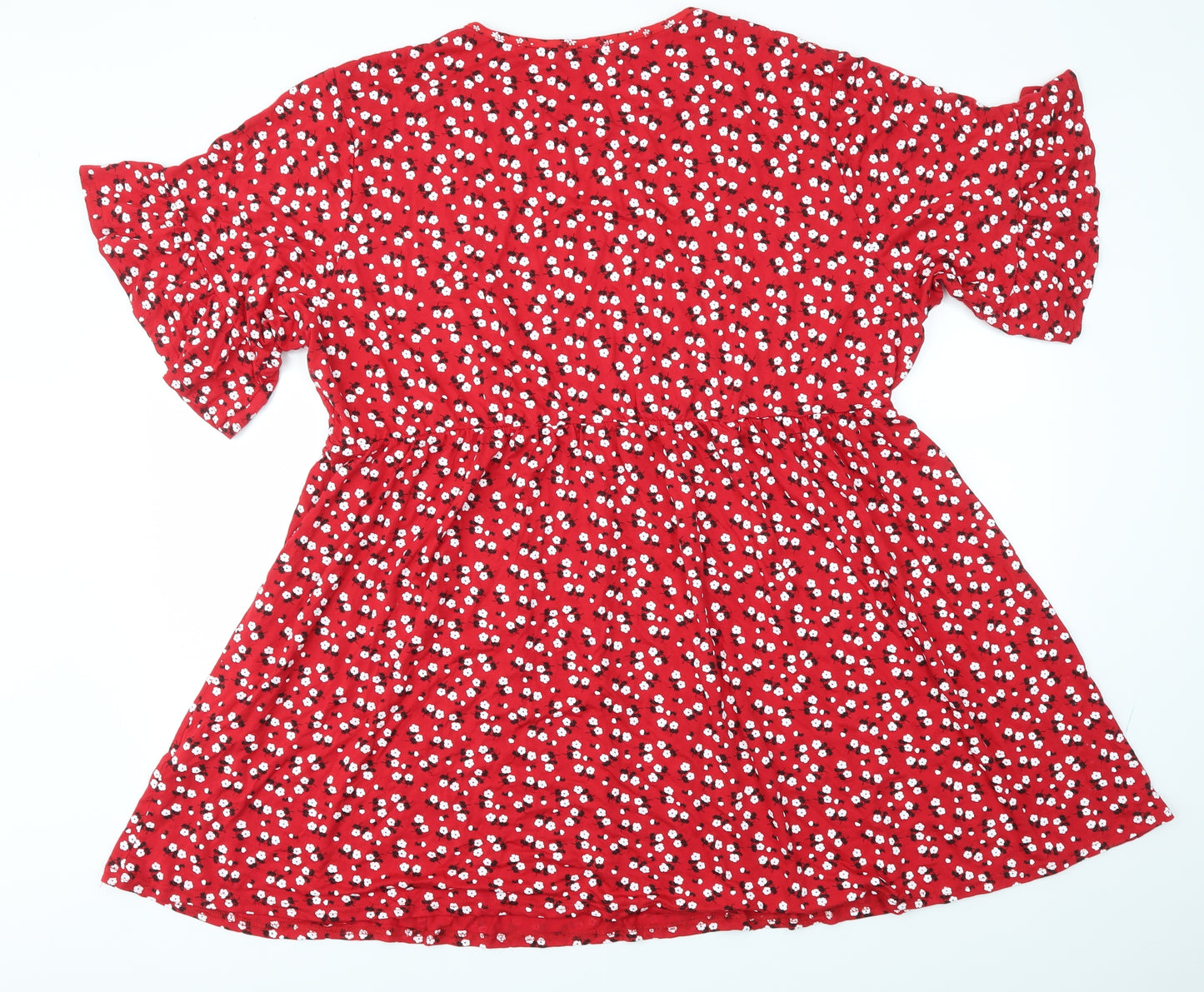 Boohoo Womens Red Floral  Fit & Flare  Size 26