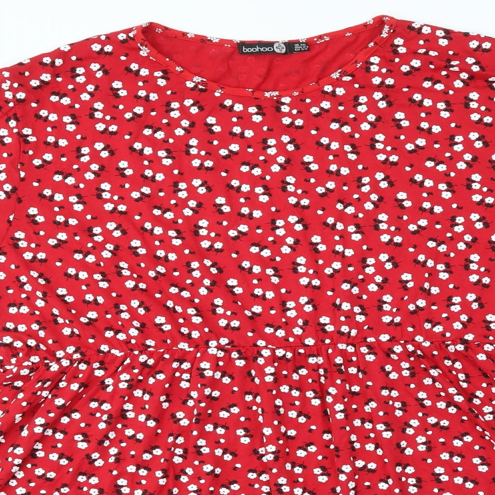 Boohoo Womens Red Floral  Fit & Flare  Size 26