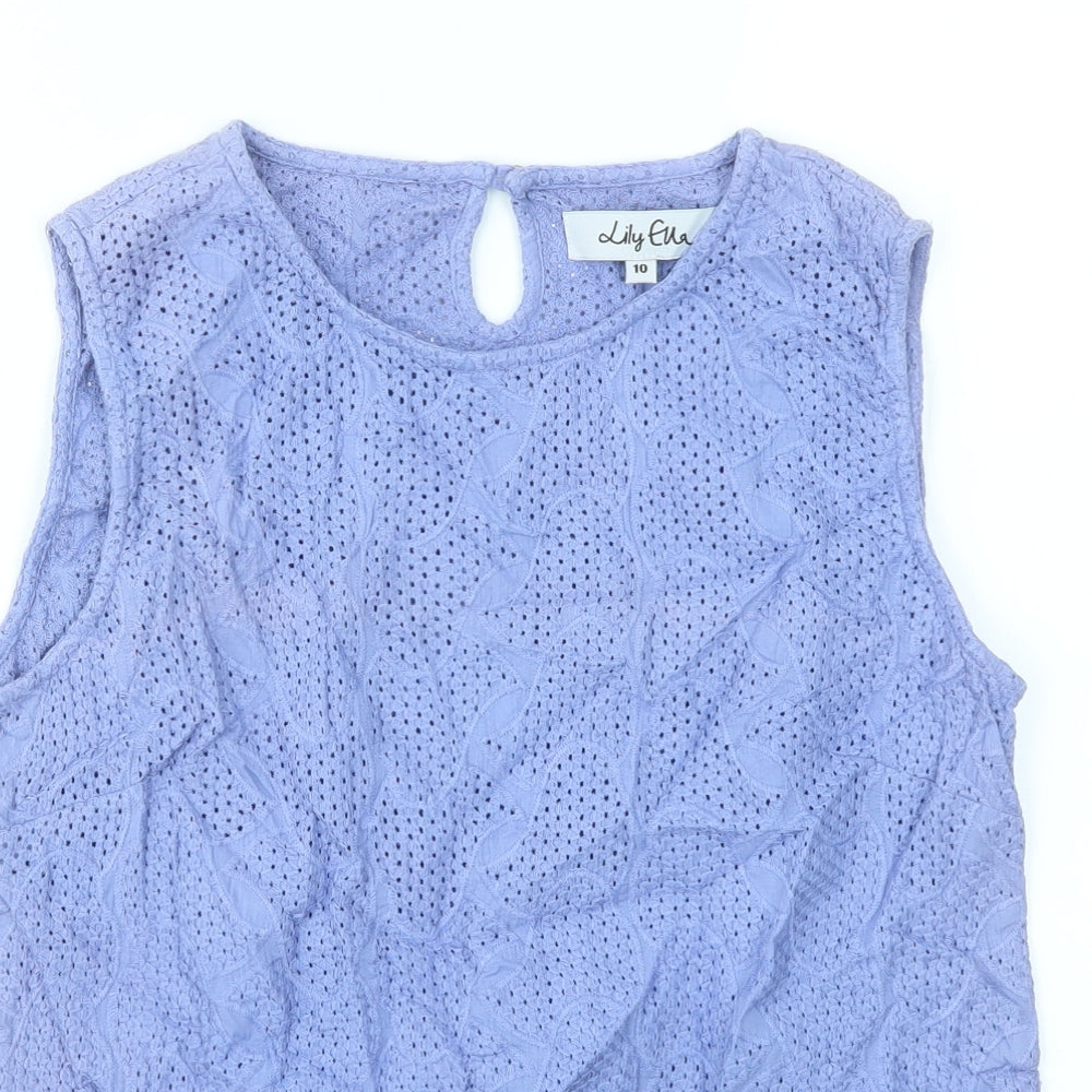 Lily Ella Womens Purple   Basic T-Shirt Size 10