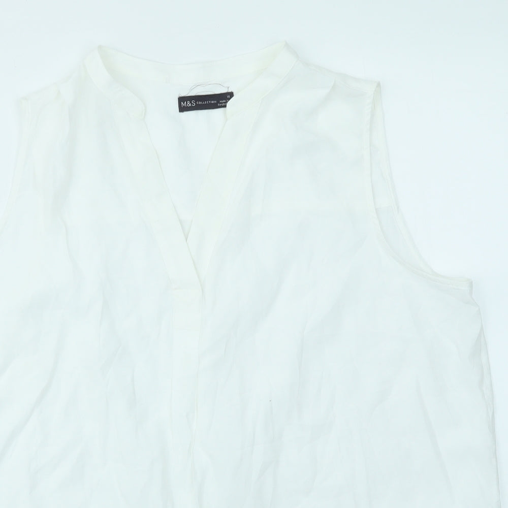 M&S Womens White   Basic Blouse Size 18