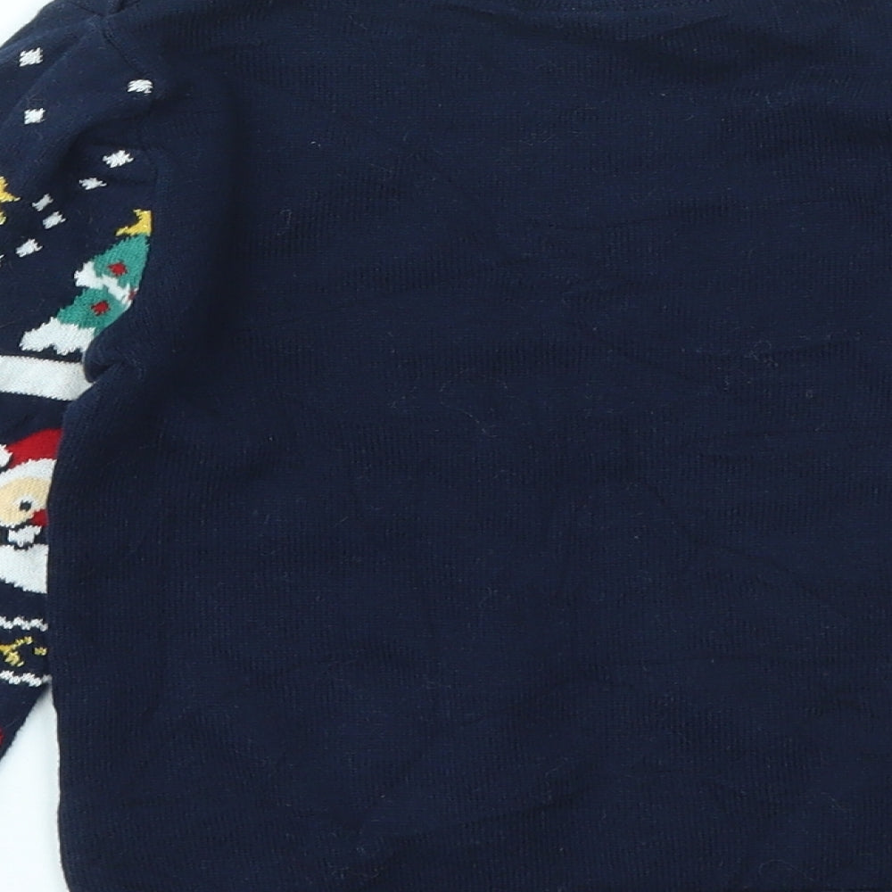 H&M Boys Blue Geometric  Pullover Jumper Size 2-3 Years  - chrismas jumper