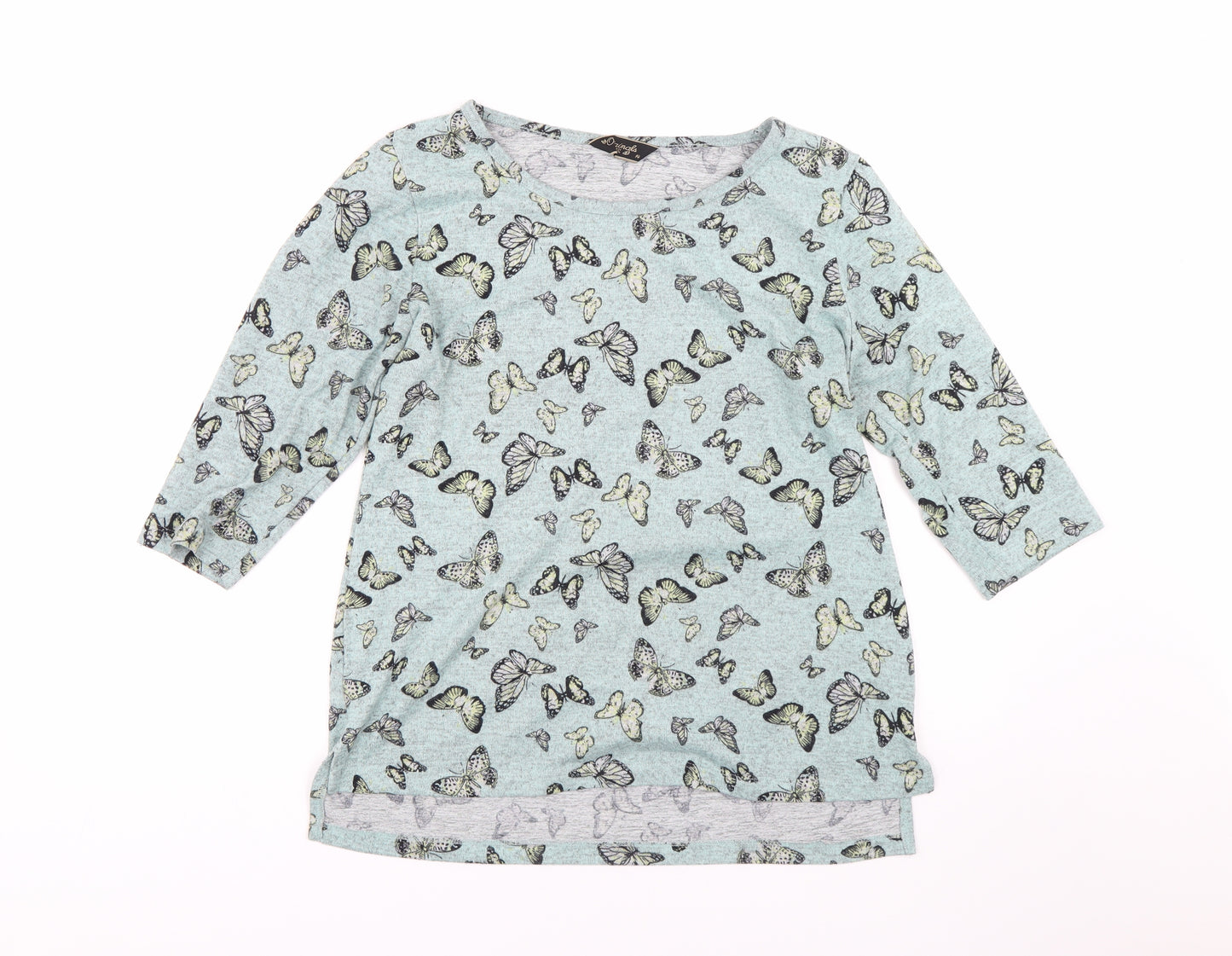 Originals Womens Blue Animal Print  Basic T-Shirt Size 14