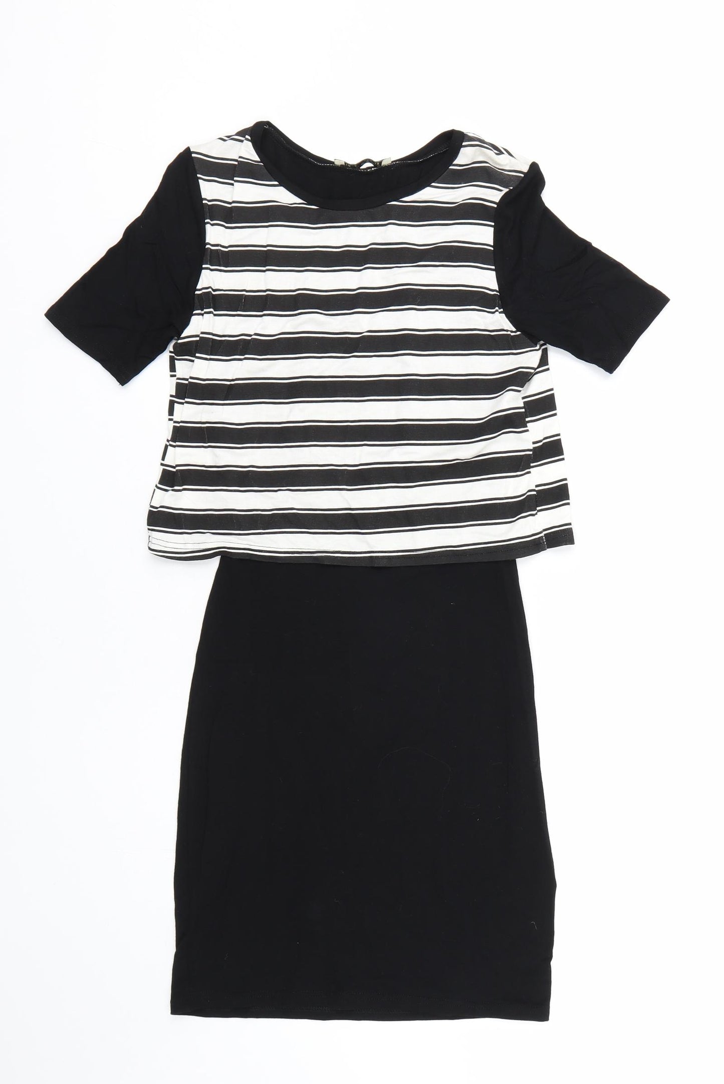 Innocence Womens Black Striped  T-Shirt Dress  Size 8