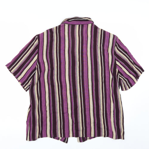 Burktex Womens Purple Striped  Basic Button-Up Size 16