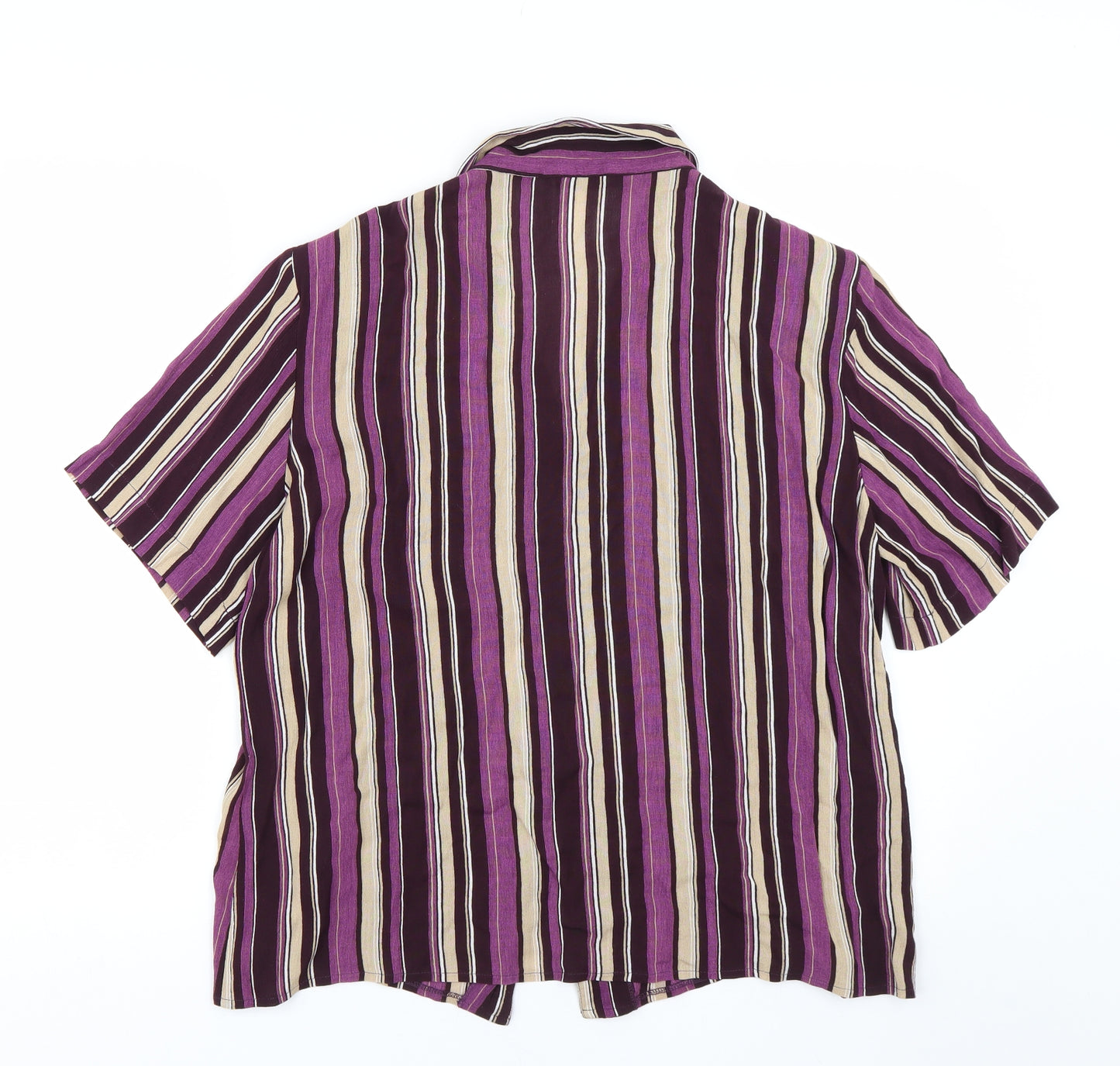Burktex Womens Purple Striped  Basic Button-Up Size 16