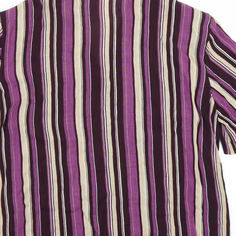 Burktex Womens Purple Striped  Basic Button-Up Size 16