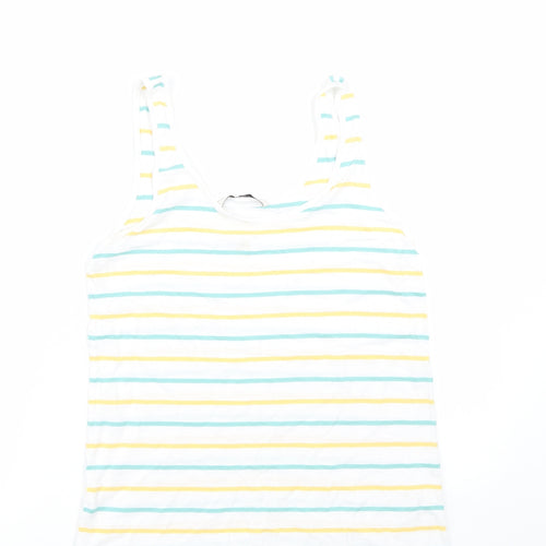 TU Womens White Striped  Basic Tank Size 8
