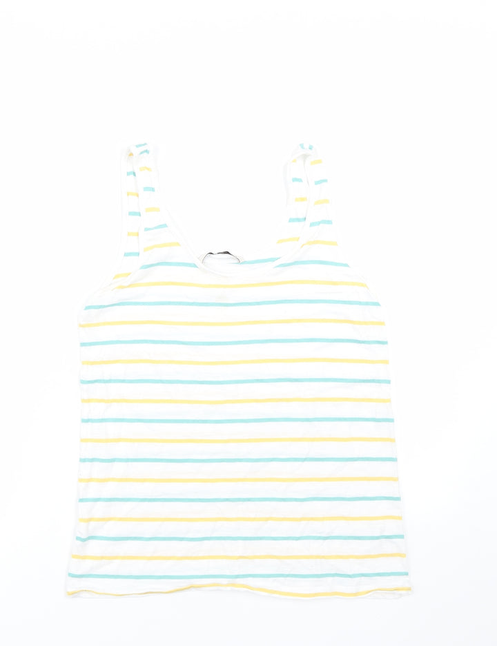 TU Womens White Striped  Basic Tank Size 8