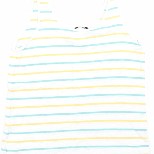 TU Womens White Striped  Basic Tank Size 8