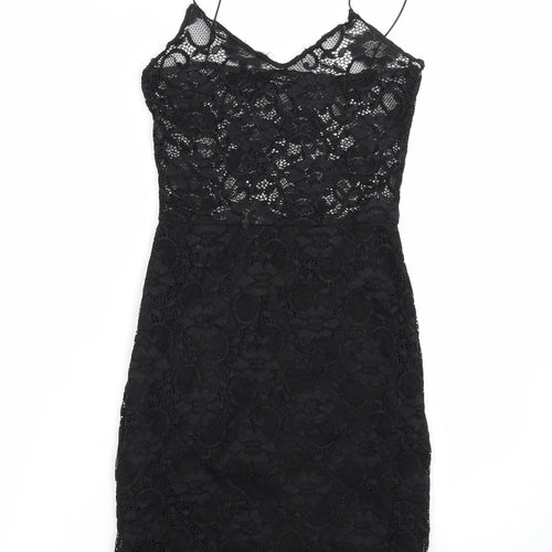 Boohoo Womens Black Floral  Tank Dress  Size 4