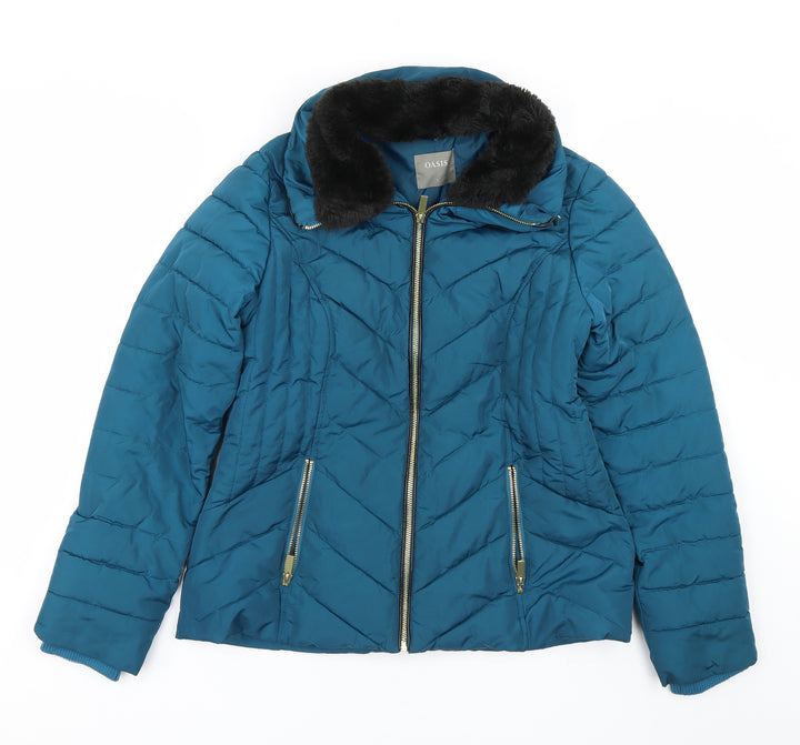 Oasis Womens Blue   Overcoat Coat Size S