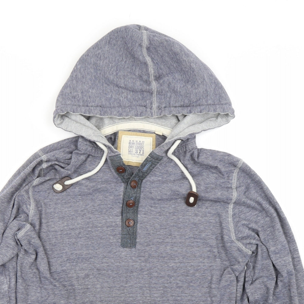 George Womens Blue Striped  Pullover Hoodie Size S
