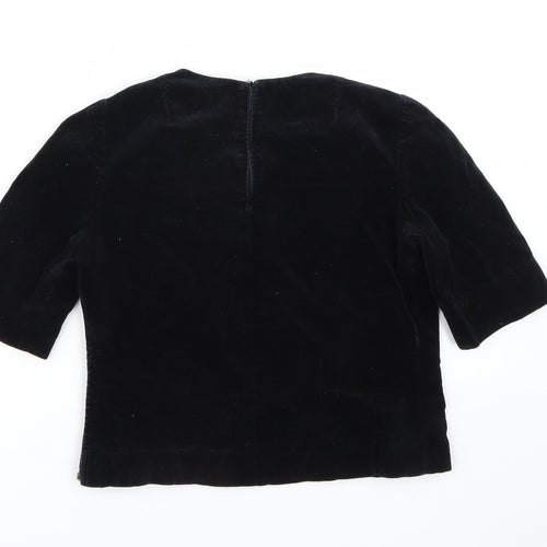 Preworn Womens Black  Velour Cropped T-Shirt Size S