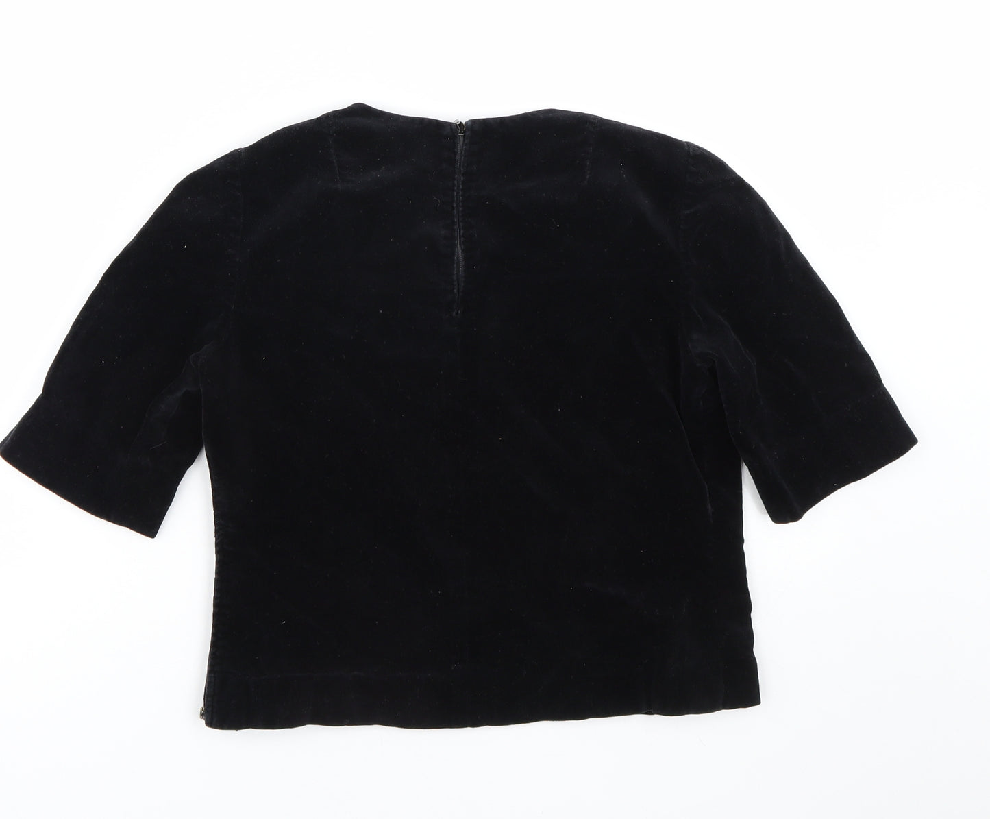 Preworn Womens Black  Velour Cropped T-Shirt Size S