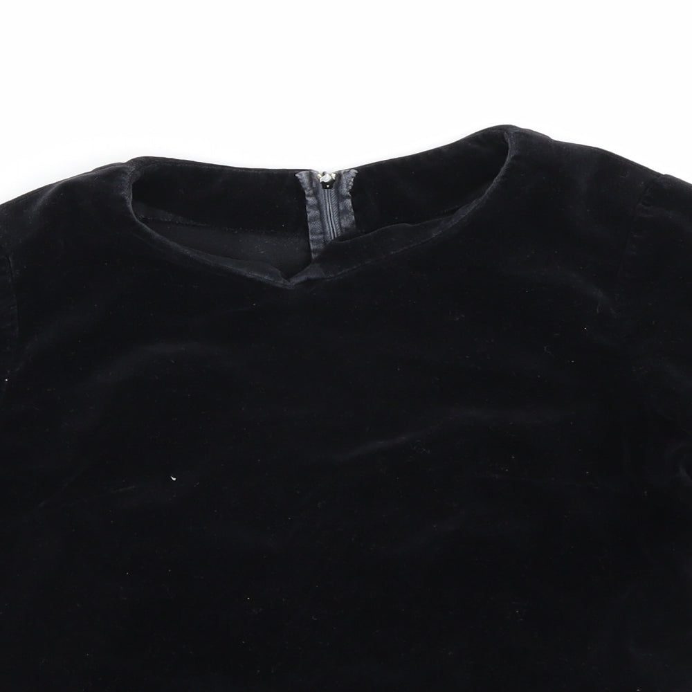 Preworn Womens Black  Velour Cropped T-Shirt Size S