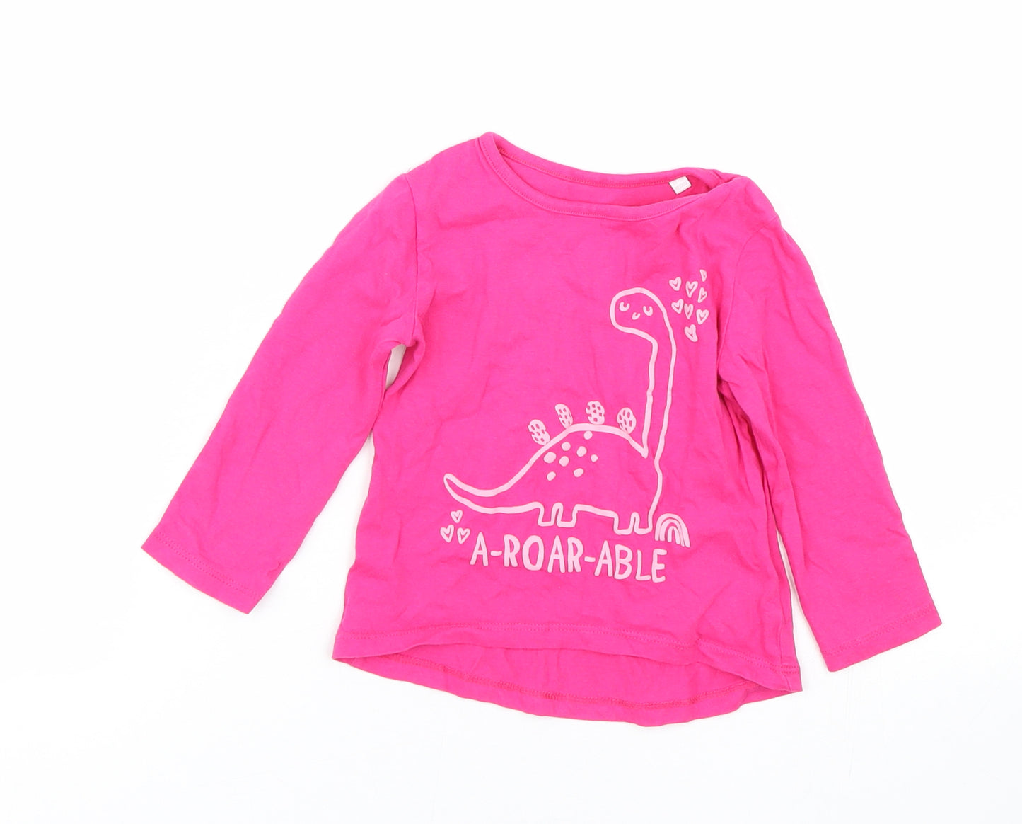 Bluezoo Baby Pink   Basic T-Shirt Size 12-18 Months  - Dinosaur