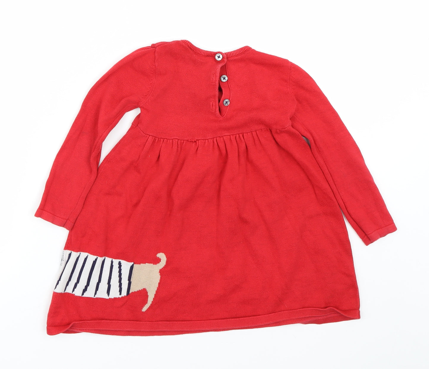 Joules Girls Red   Jumper Dress  Size 24 Months  - Dog