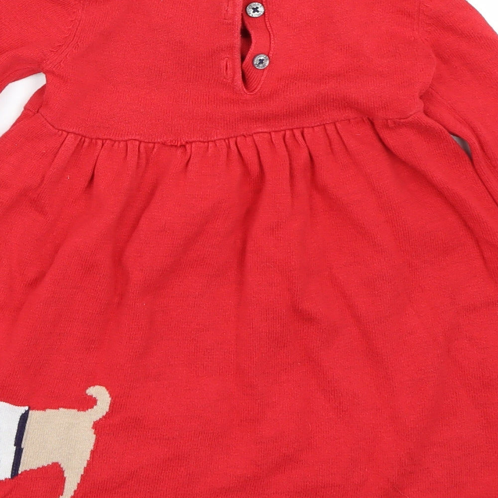 Joules Girls Red   Jumper Dress  Size 24 Months  - Dog