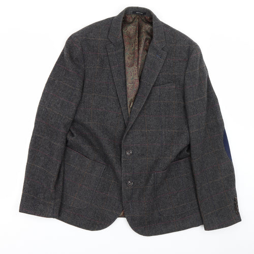Cedar Wood State Mens Grey Herringbone  Jacket Suit Size L