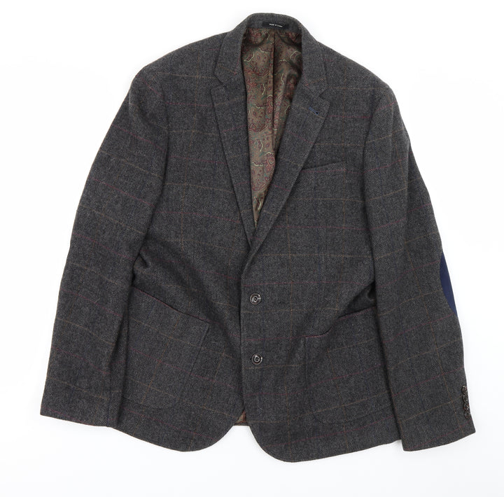 Cedar Wood State Mens Grey Herringbone  Jacket Suit Size L