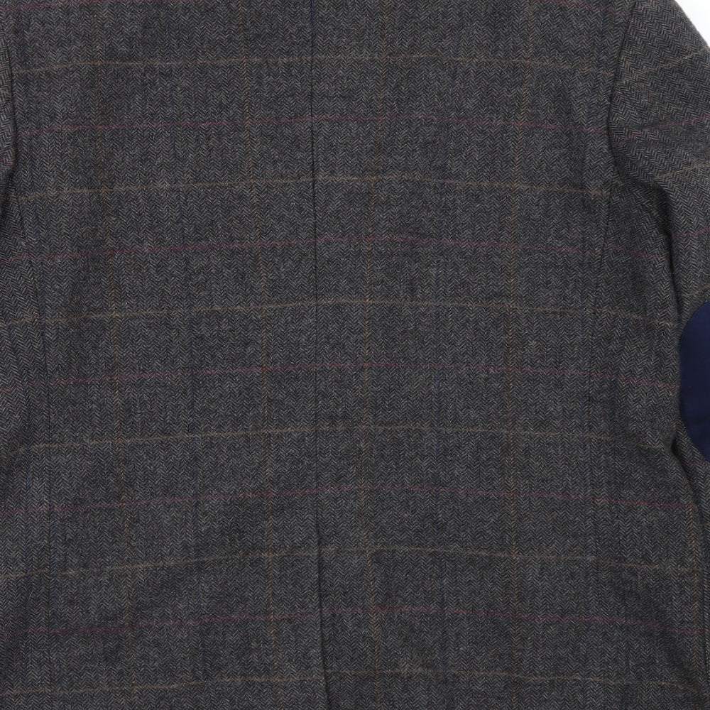 Cedar Wood State Mens Grey Herringbone  Jacket Suit Size L