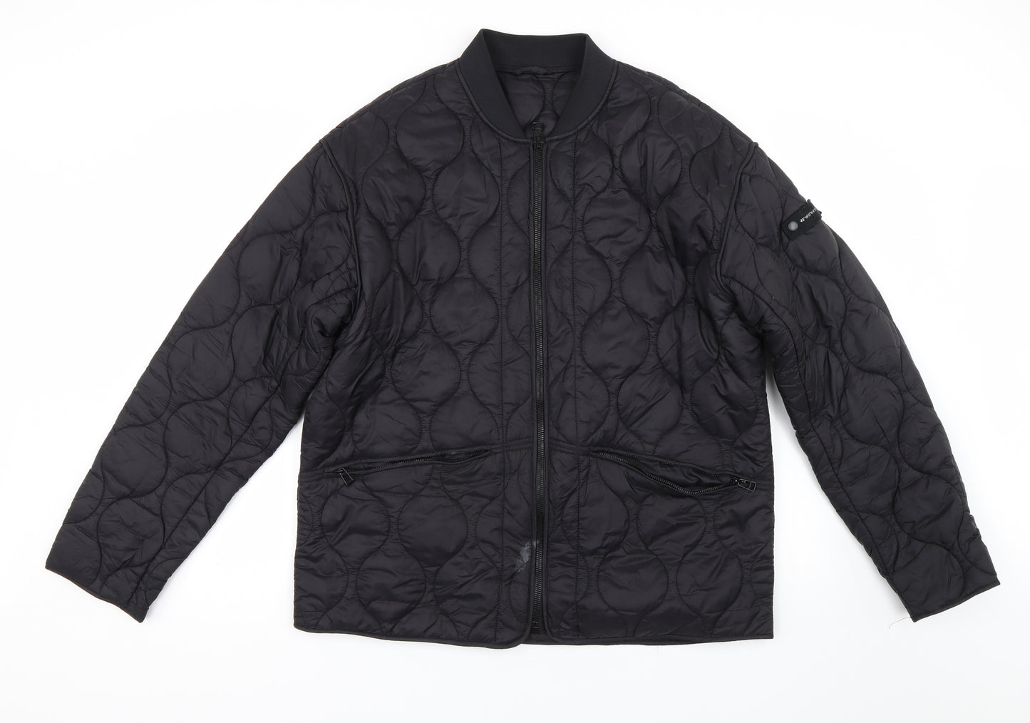 Zara Mens Black Geometric  Jacket Coat Size XL