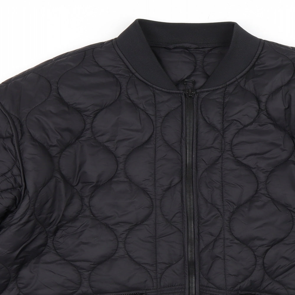 Zara Mens Black Geometric  Jacket Coat Size XL