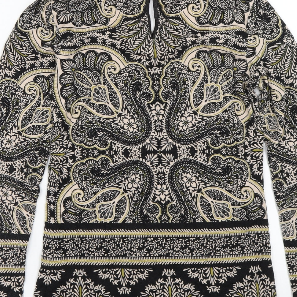 Oasis Womens Brown Paisley  Basic T-Shirt Size XS