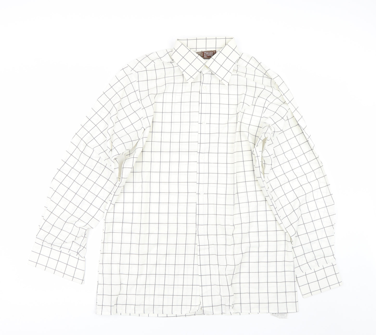 Prova Mens White Check   Dress Shirt Size 16