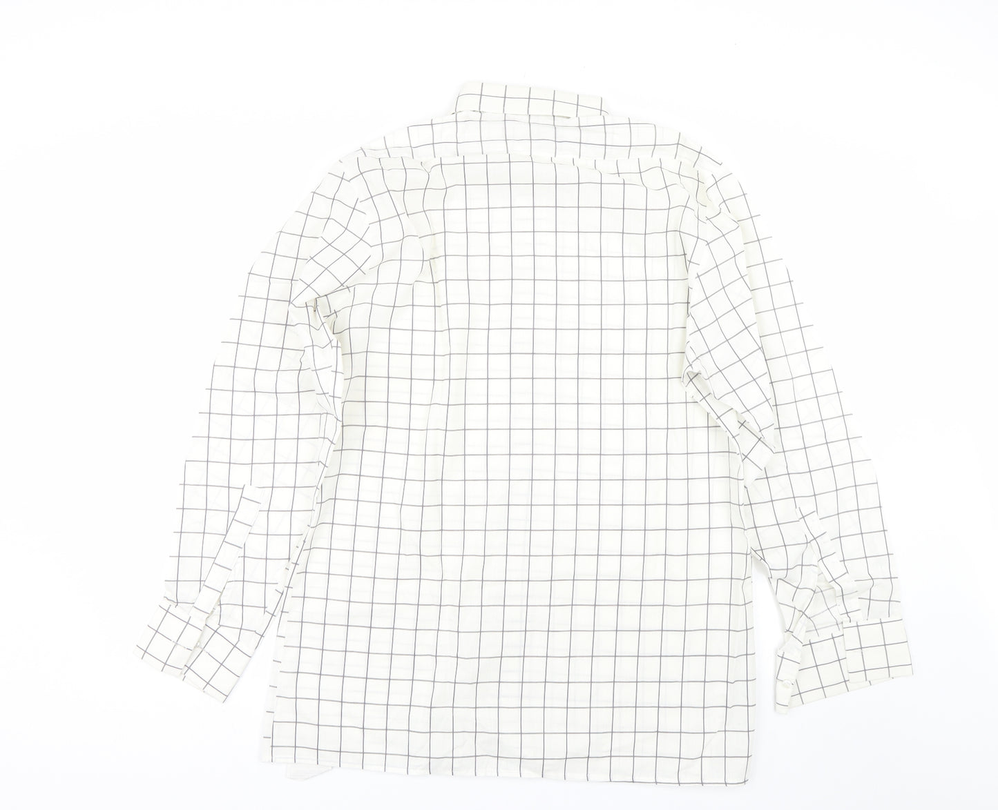 Prova Mens White Check   Dress Shirt Size 16